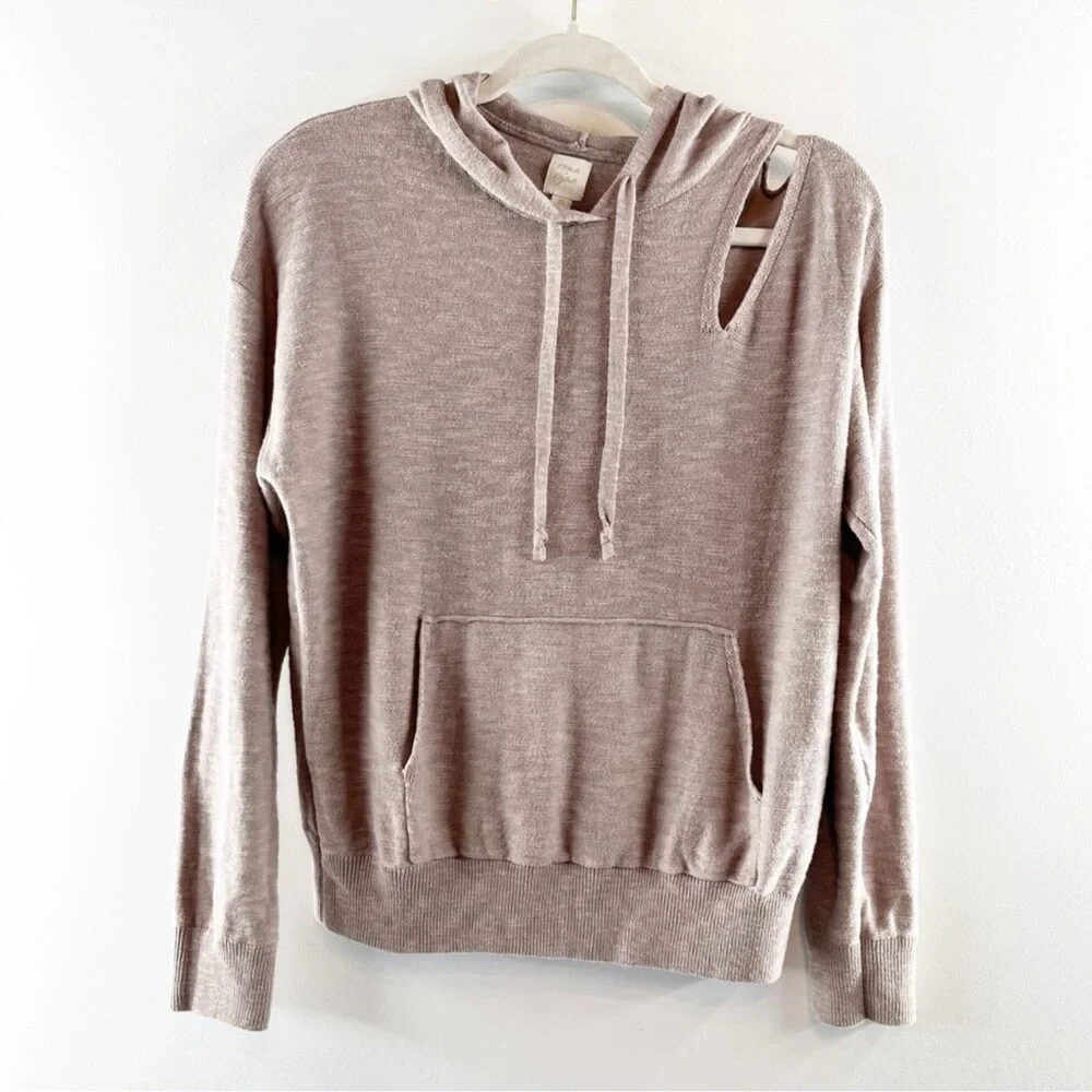 Roan + Ryan Corinne shoulder cut out hoodie sweater size M